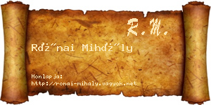 Rónai Mihály névjegykártya