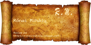 Rónai Mihály névjegykártya